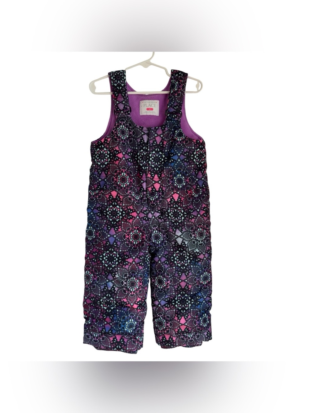 The Children's Place 2T Toddler Girls Purple Print Snow Bibs Overalls